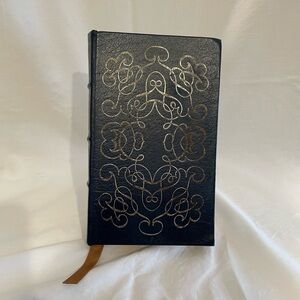 Elegant, navy blue and gold leather bound Wuthering Heights book